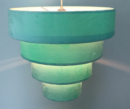 GROßER LAMPENSCHIRM AUS STOFF 4 tiers Lampenschirm für Pendelleuchte in einzigartiger Designfarbe Blau