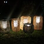 solar powered outdoor led table lamp family nga gihimo sa China pinaagi sa baboom ug rattan nga materyal gikan sa pabrika sa MEGA