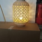 solar powered outdoor led table lamp family made in China by baboom and rattan material from MEGA factory