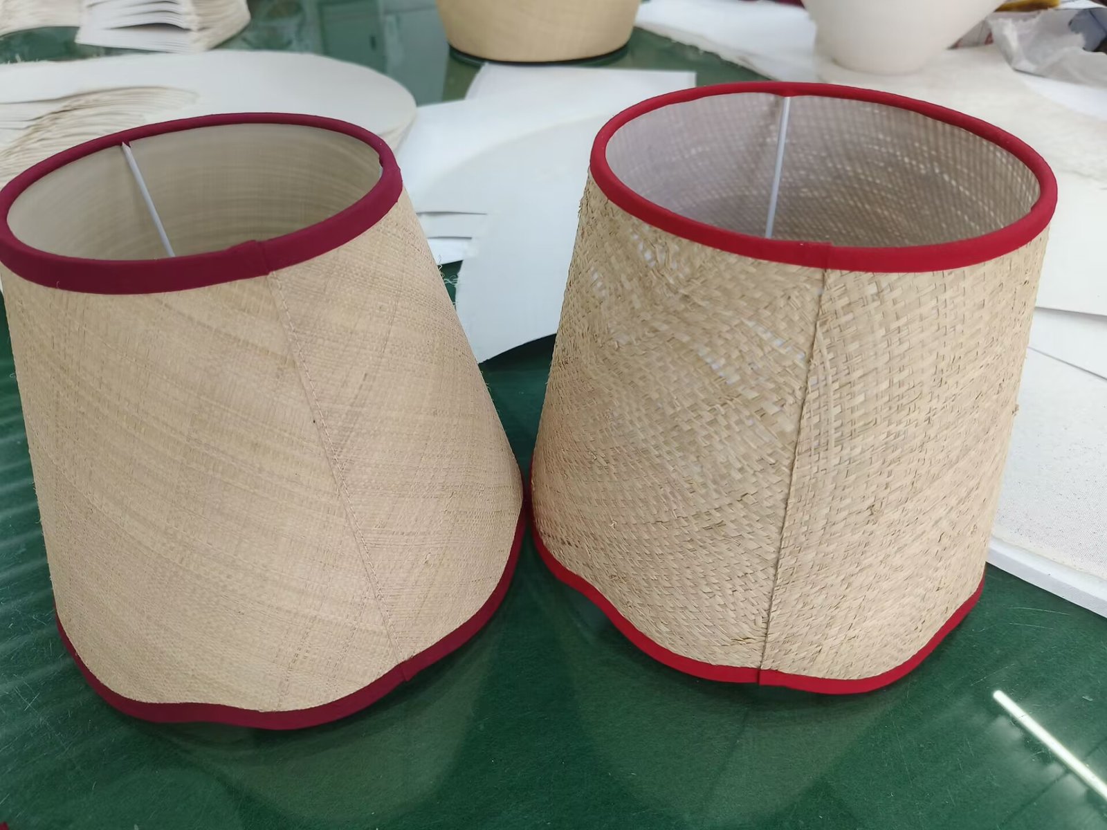 RAFFIA SCALLOP LAMPSHADE with CREAM TRIM SMALL and middle sizes from China MEGA lamp and shade factory 2023