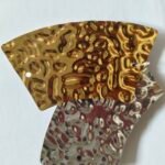Water-grain stainless steel finish Polystyrene PS fabric lamp shade hard back new material in gold and silver