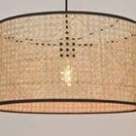 2024 Hexagon hole weaving rotan lamp shade foar pendant ljocht makke yn Sina lampshade fabrykEMGAFITTING