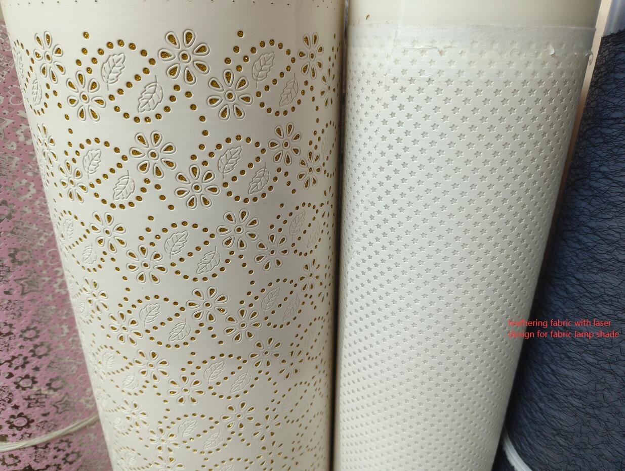leathering fabric with laser design for fabric lamp shade from China lamp and shade materials suppplier MEGAFITTING