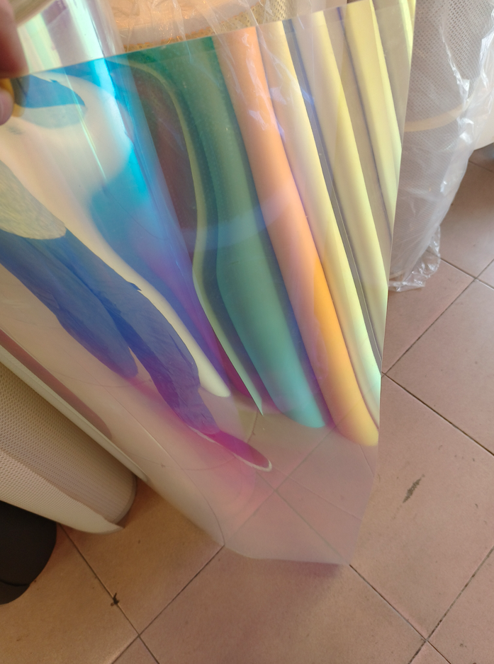 Mavrične barve PVC trdi hrbet tkanine Senčilo svetilke, izdelano na Kitajskem Tovarna materialov za senčenje svetilk PODJETJE MEGAFITTING
