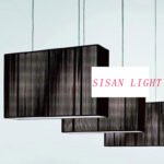 teduh lampu lawon string pikeun lampu pendant hideung kalayan desain ngiuhan rectangle